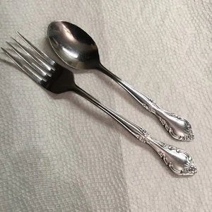 2 Pcs Vintage Esta Cascade Stainless Steel Korea Indonesia Tiny Floral Flatware - Picture 1 of 5