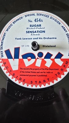 78 rpm 12" V-Disc #454 Yank Lawson and Harry James - Image 1 of 4