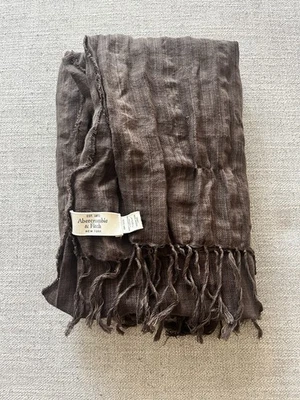 Abercrombie & Fitch коричневый легкий шарф с бахромой — гофрированная шаль - Изображение 1 из 4