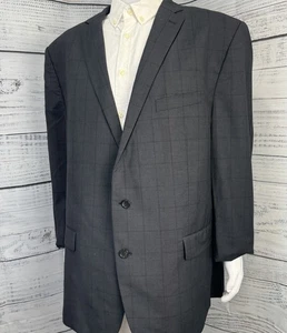 Ralph Ralph Lauren 2 Piece Suit Charcoal Windowpane 100% Wool Stretch 52L 48W - Picture 1 of 24