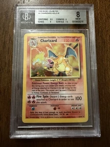 BGS NM-MT 8 Pokemon Trading Card Game Charizard 004/102 Base Set Holo Rare - Picture 1 of 2