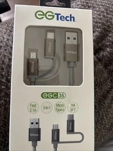 You receive 4 boxes. 2-in-1 Braided Charging/sync Cable *New *3ft Micro Type C - Picture 1 of 4