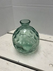 Green Textured Glass Vase Decorative Home Accent Round Shape Elegant Design - Picture 1 of 4