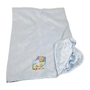 Manta de bebé azul Jean Teddy BJT oso dormido estrellas espalda satinada muelles para perro de colección - Imagen 1 de 8