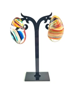 Sobral Atelie Mosaic Inclusion Large Beads Artist Made Post Earrings - Picture 1 of 5