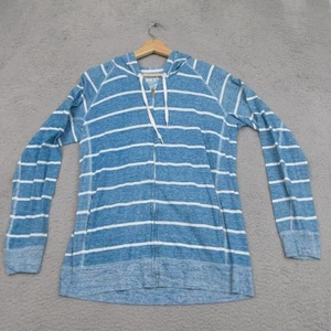 BKE Hoodie Mens Medium Blue White Striped Slim Fit Full Zip Sweatshirt Cotton - Picture 1 of 15