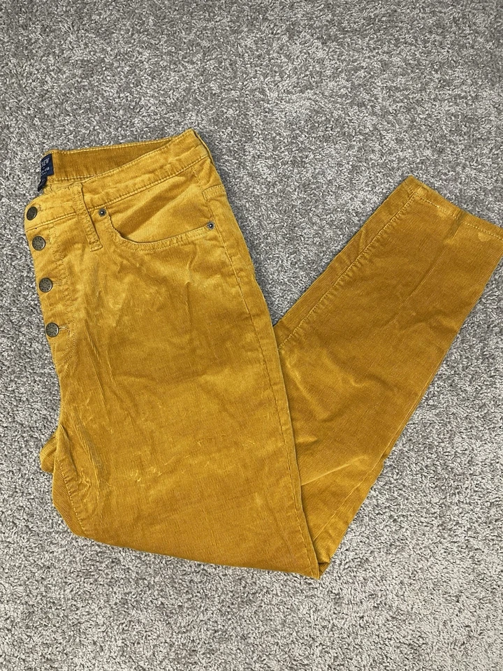 J. Pantalones de pana Crew talla 32 tiro alto ajustados mostaza informales preppy Foto 1 de 4