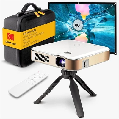 Kodak Luma 400 HD Smart Projector Bundle with 80" Screen, Remote, Tripod & Case - Image 1 of 4