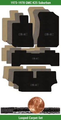 Custom Classic Loop Mat Set for '73-78 GMC K25 Suburban w/Logo (4 pieces) #O3I - Image 1 of 4