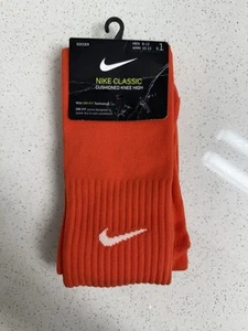 Chaussettes de football Nike Classic rembourrées au genou hautes grandes 8-12 orange blanc - Photo 1/2