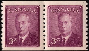 Canada Stamp Scott # 296 Mint NH Coil Pair - 3 Cents Rose Violet King George VI - Picture 1 of 1