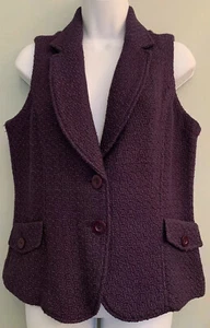 Coldwater Creek Size S Purple Tweed 2 Button Woven Vest Front Pockets w Buttons - Picture 1 of 12