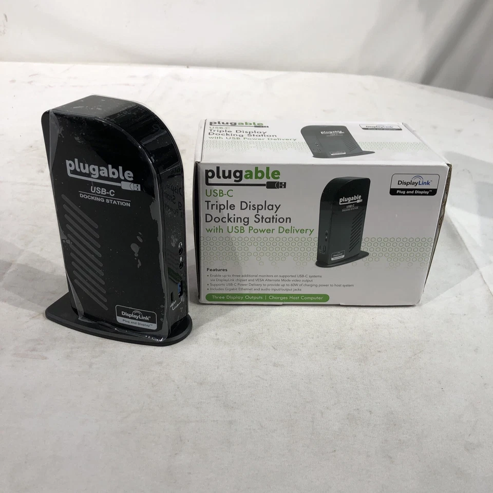 Plugable USB Type-C Triple Display Docking Station UD-ULTCDL NO A/C ADAPTER - Image 1 of 4