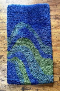 Vintage Handmade Mid Century Scandinavian Modern Small Wool Rya Rug - Picture 1 of 4