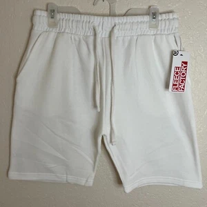 Fleece Factory Men's Large White Soft Casual Shorts Drawstring Pockets NWT - Bild 1 von 9