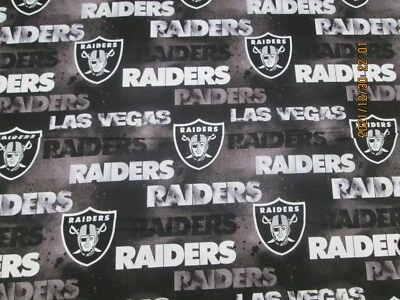LAS VEGAS RAIDERS  NFL BRAND NEW DESIGN 100% COTTON 1/2 YD PIECE BRAND NEW BLACK - Image 1 of 4