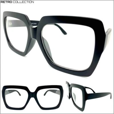 LENTES TRANSPARENTES RETRO CLÁSICAS DE GRAN TAMAÑO enorme Jumbo XL marco cuadrado grueso Foto 1 de 4