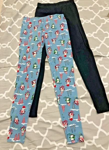Lot of 2 No Boundaries NoBo Sleep leggings pajamas Black/Penguin XS/S Mint - Picture 1 of 12