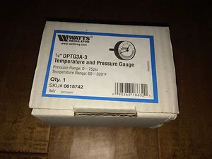 Watts 1/4" DPTG3A-3 Temperature & Pressure Gauge 0615742 (0-75psi, 60-320 F) - Picture 1 of 3