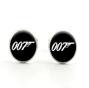 Men's Party Shirt Glass James Bond 007 Silver Brass Copper Cufflinks Cuff Links - Bild 1 von 3