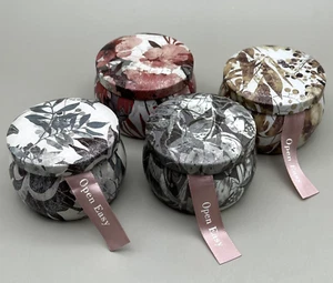 Candles 100% Soy Wax Scented Set: 4 Decorative Covered Tins 4.4 oz each NEW - Picture 1 of 5