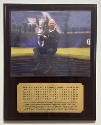 Placa fotográfica Brian Harmon 2023 campeón del Abierto Británico 8x10 con placa de identificación grabada Foto 1 de 4