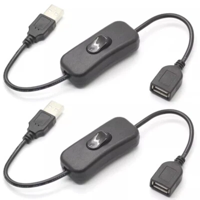 2pcs USB Extension Cord with On/Off Power Switch Male Plug to Female USB Cable - Image 1 of 4