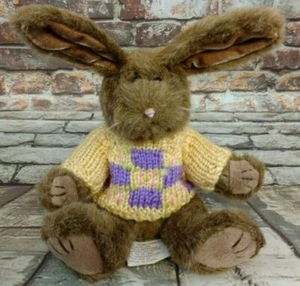 Vintage 1988 Chrisha Playful Plush 9" Jointed Bunny In A Sweater Rabbit Brown - Picture 1 of 9