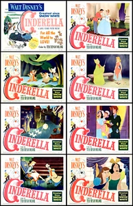 CENERENTOLA di WALT DISNEY set completo di 8 stampe singole 11x14 LC 1950 - Foto 1 di 1