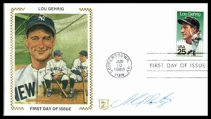 1989 Lou Gehrig The Iron Horse Sc 2417 Zaso Silk FDC signed Charley Montoyo (T17 - Picture 1 of 1