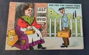 Antique Humourous Postcard Coronation Series Blackpool - Lost Luggage A & E.C - Picture 1 of 2