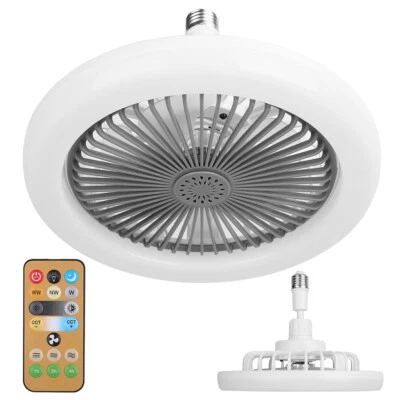 Fan For E27 Socket Light With Remote Ceiling Fan Adjustable Smart LED 3Speed AC - Image 1 of 4