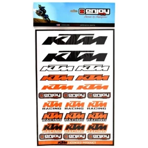 New ENJOY MFG KTM Racing OEM White Sticker Sheet 23 vinyl stickers - Picture 1 of 1