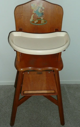 Vintage Antique 1950's High Chair Safe-T-Bilt Hi-Chair Williamsburg OH Art Deco Cover
