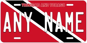 Placa de licencia de coche novedad personalizada con bandera de Trinidad y Tobago cualquier nombre - Imagen 1 de 3