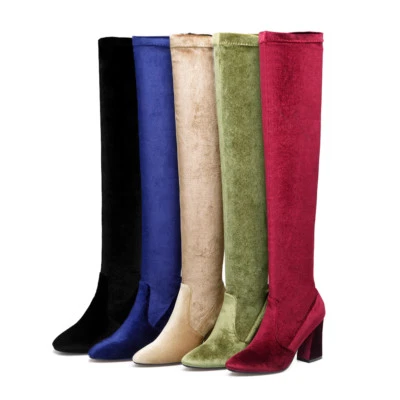 Women's Zip Soft Over Knee Boots Block High Heel Pointed Toe Shoes AU Size 2~12 - image 1 of 4
