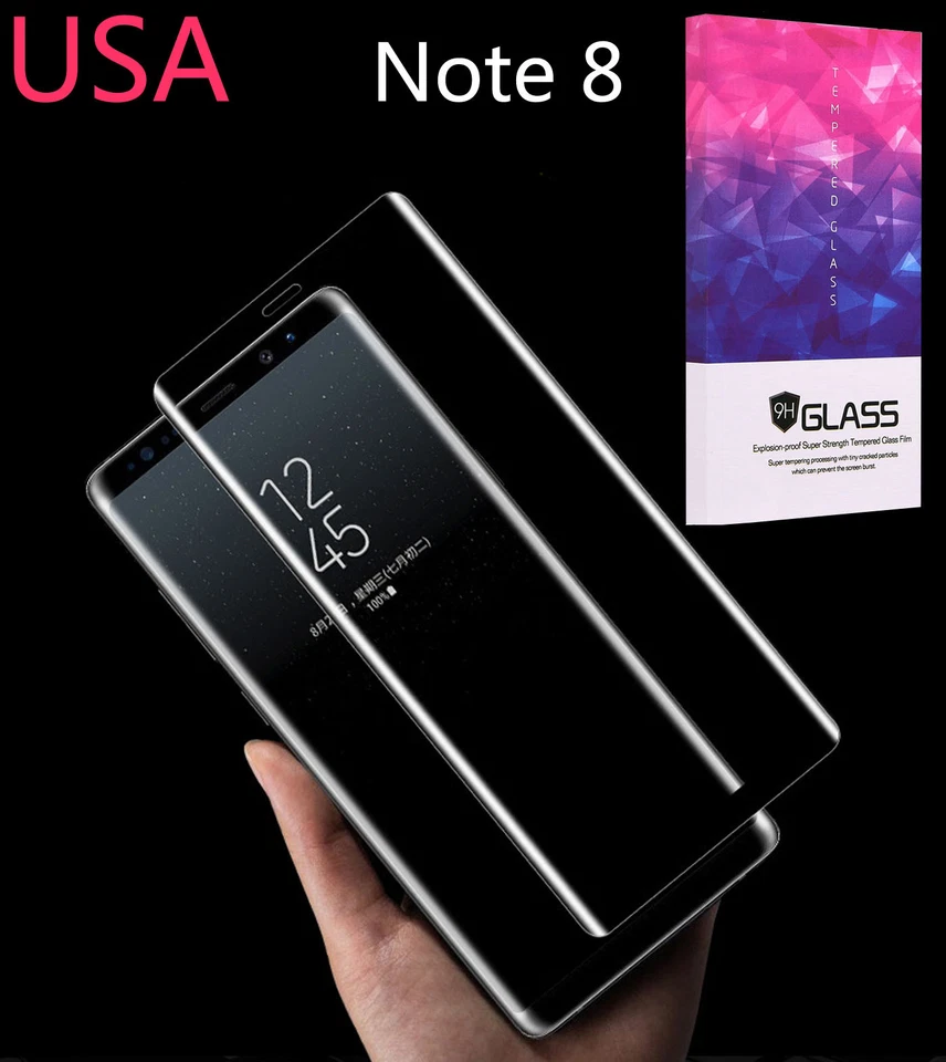 PROTECTOR PANTALLA CRISTAL TEMPLADO COMPLETO CURVADO SAMSUNG GALAXY NOTE 8 EE. UU. Foto 1 de 1