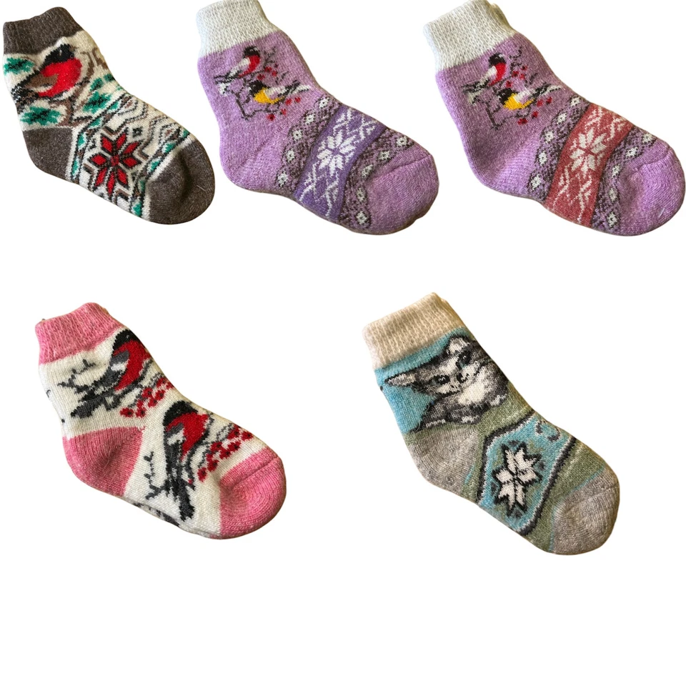 Calcetines Lana Hechos a Mano Invierno 5-6Y Tejido Suave Cálido Natural Niño Pequeño Niños Navidad Foto 1 de 1