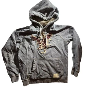 Sudadera con Capucha American Eagle AEO Gris Sherpa Forrada Gráfica TALLA PEQUEÑA - Imagen 1 de 11