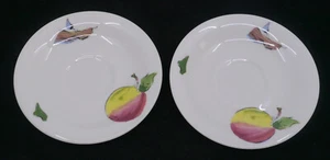 2 VINTAGE ARTIST MARCEL VERTES HARVEST SAUCERS, CASTLETON CHINA - Picture 1 of 4