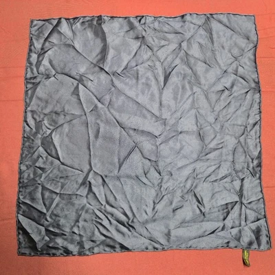 Vintage Blue-Black 100% Silk Hand Rolled Handkerchief Bandana Pocket Square 17" - Image 1 of 4