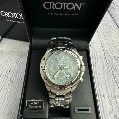 Reloj Cronógrafo Croton Chronomaster 10ATM Acero Inoxidable Nuevo de Lote Antiguo Foto 1 de 4