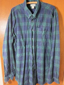 Vintage LL Bean Men's Flannel Button Down Black Plaid Shirt XXL - Picture 1 of 4