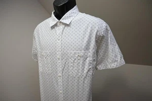 Express Button Up Shirt Floral White Blue Short Sleeve Mens Sz XL - Picture 1 of 10