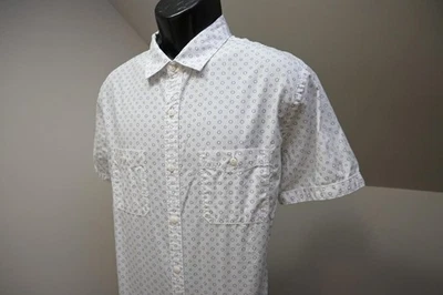 Express Button Up Shirt Floral White Blue Short Sleeve Mens Sz XL - Image 1 of 4