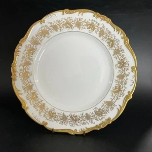 Coalport Hazelton Gold Floral Rim White 10 3/8 in Dinner Plate Made in England - Picture 1 of 7