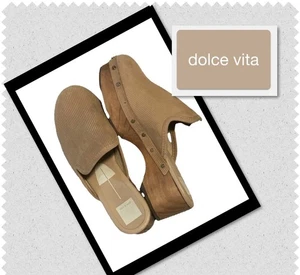 Dolce Vita Women’s Size 7.5 Anthropologie Closen Honey Studded Wooden Clogs - Picture 1 of 17