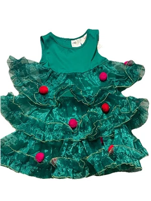 Girls Christmas Tree Dress Size 6-8Y H&M  - Image 1 of 4