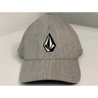 Volcom灰色logo帽子刺绣前滑板朋克弹性适合s/m合身帽 — 第 1/4 张图片