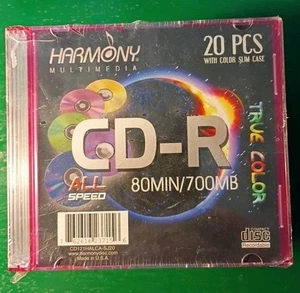 Harmony Multimedia 20Pk Blank CD-R Design Pack Slim Jewel Cases 80 Min 700mb B21 - Picture 1 of 2